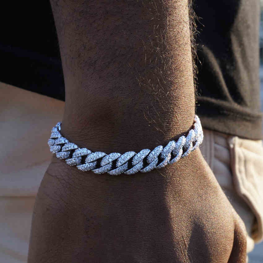 Cuban Link Bracelet (10mm) In White Gold