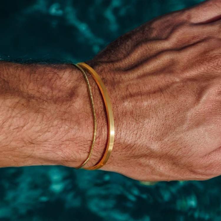 Waterproof Gold Bracelet Set For Men