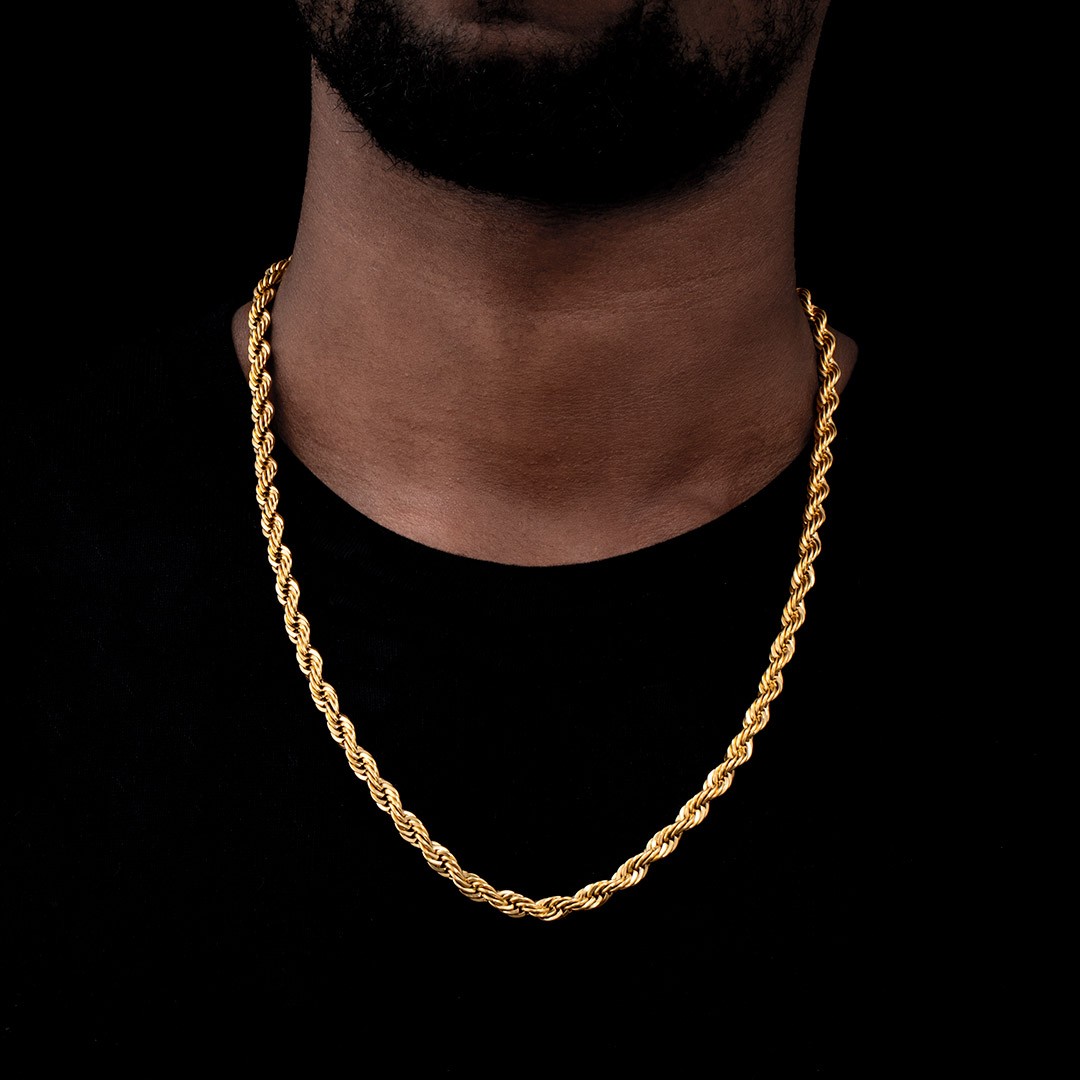 6mm 18K Gold Finish Rope Chain