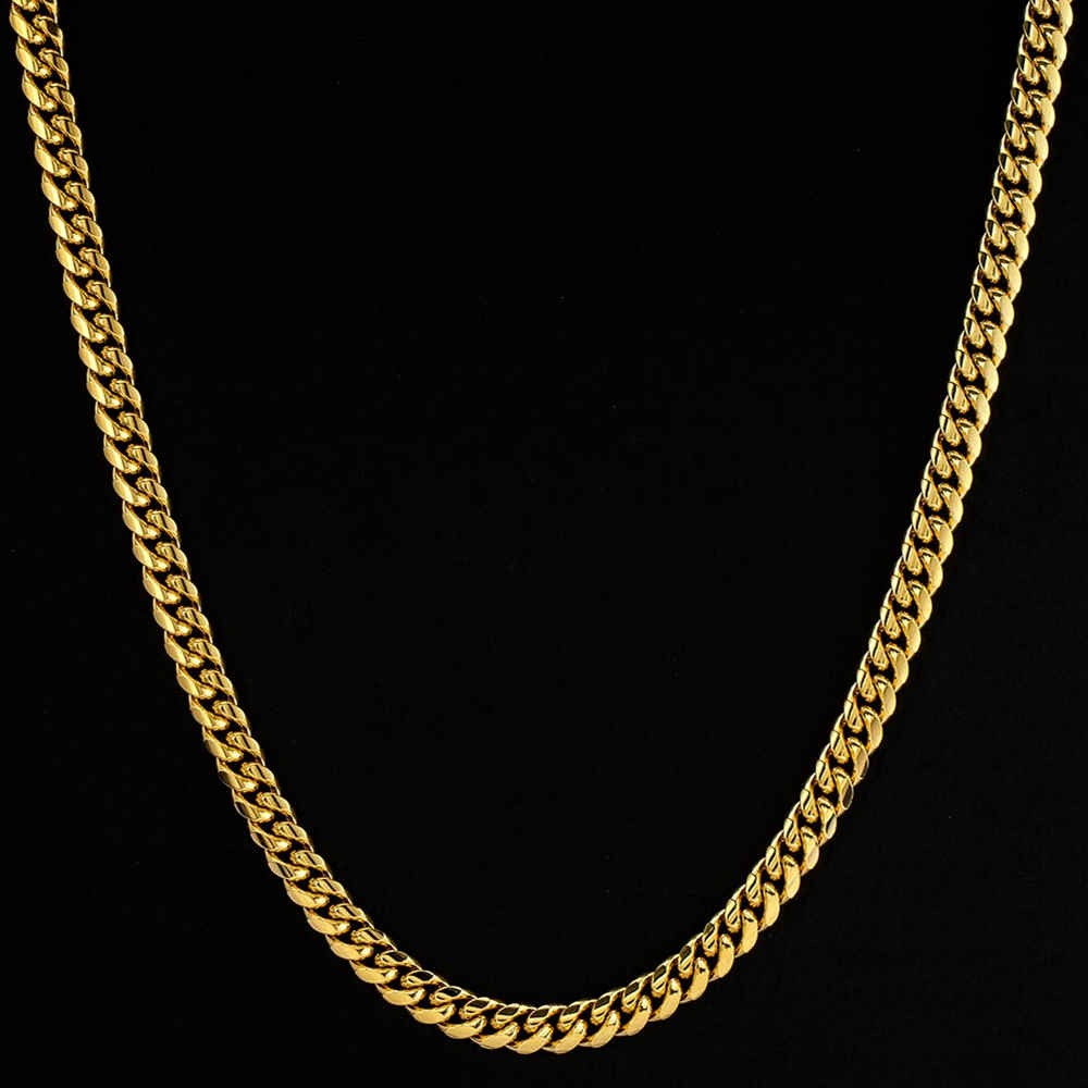 8mm Stainless Steel Cuban Chain in Gold