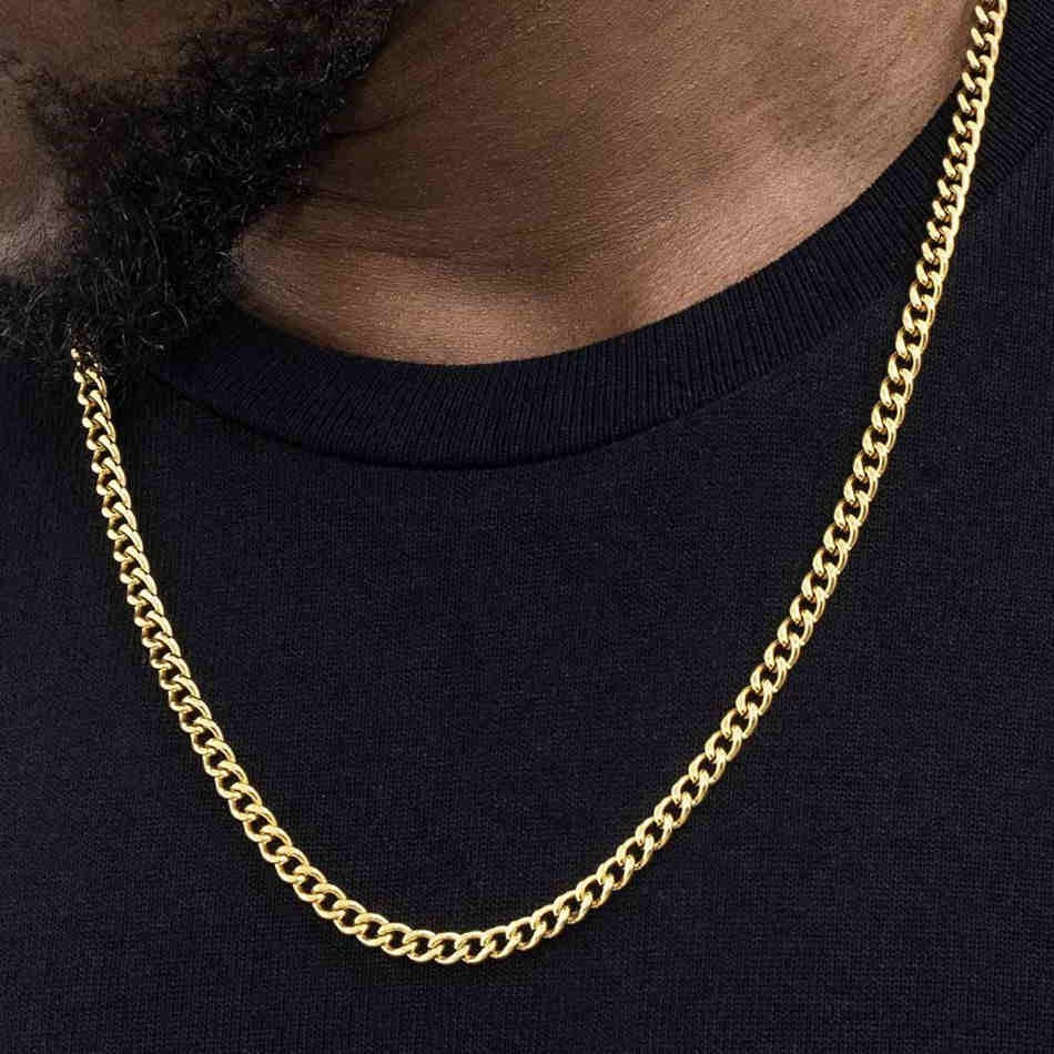 5mm Stainless Steel Cuban Chain in Gold