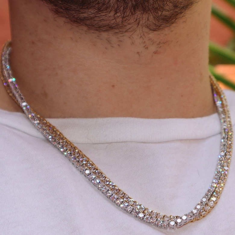 Yellow White Gold Tennis Chain