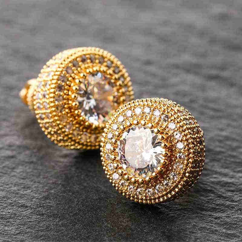 Three Rows Halo Stud Earring