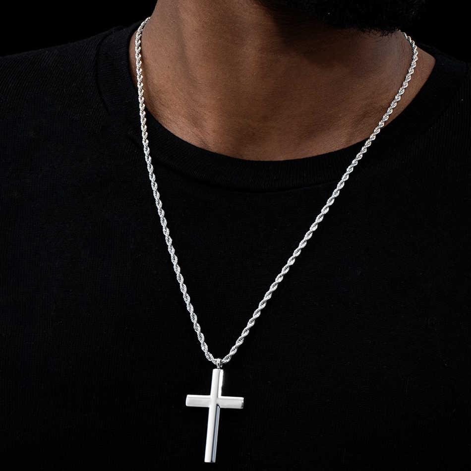 Cylinder Stainless Steel Cross Pendant