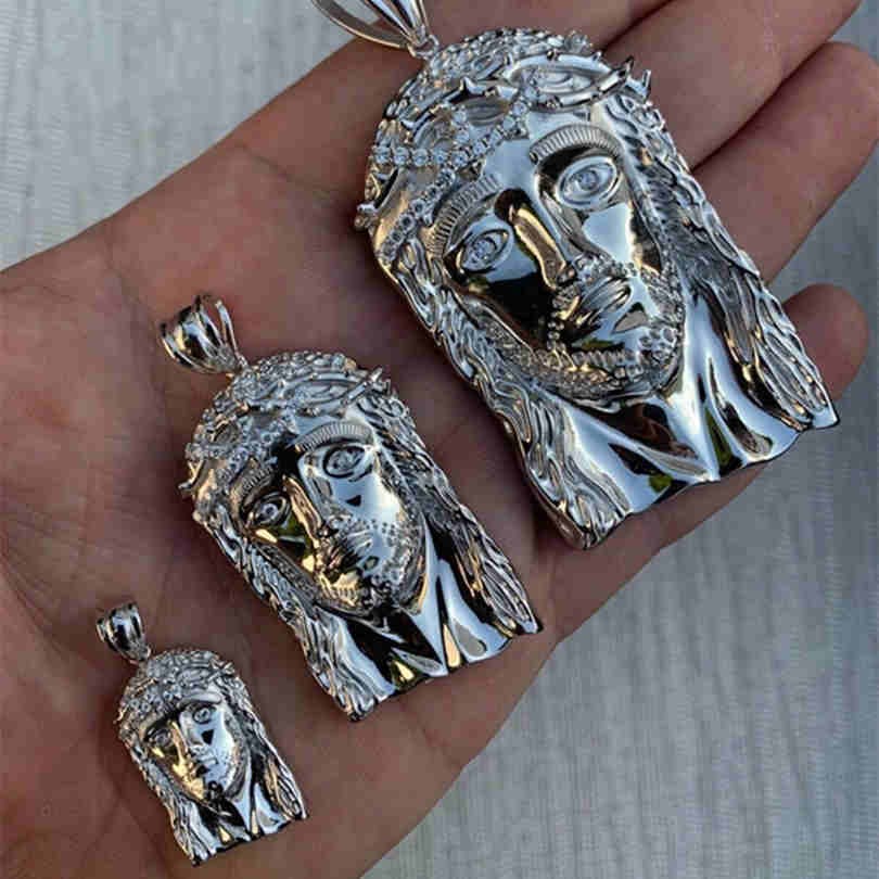 Men's Solid 925 Sterling Silver Iced Out Simulated Jesus Pendants