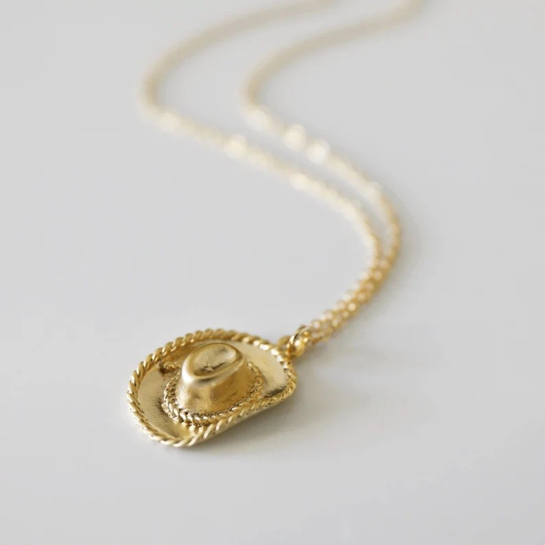 Gold Cowboy/Cowgirl Hat Dainty Necklace