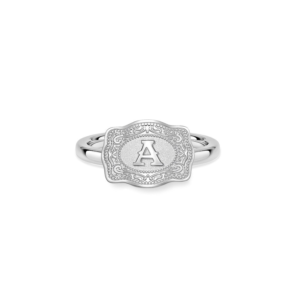 Unisex Mini Initial S925 Silver Belt Buckle Ring Personalized Gifts