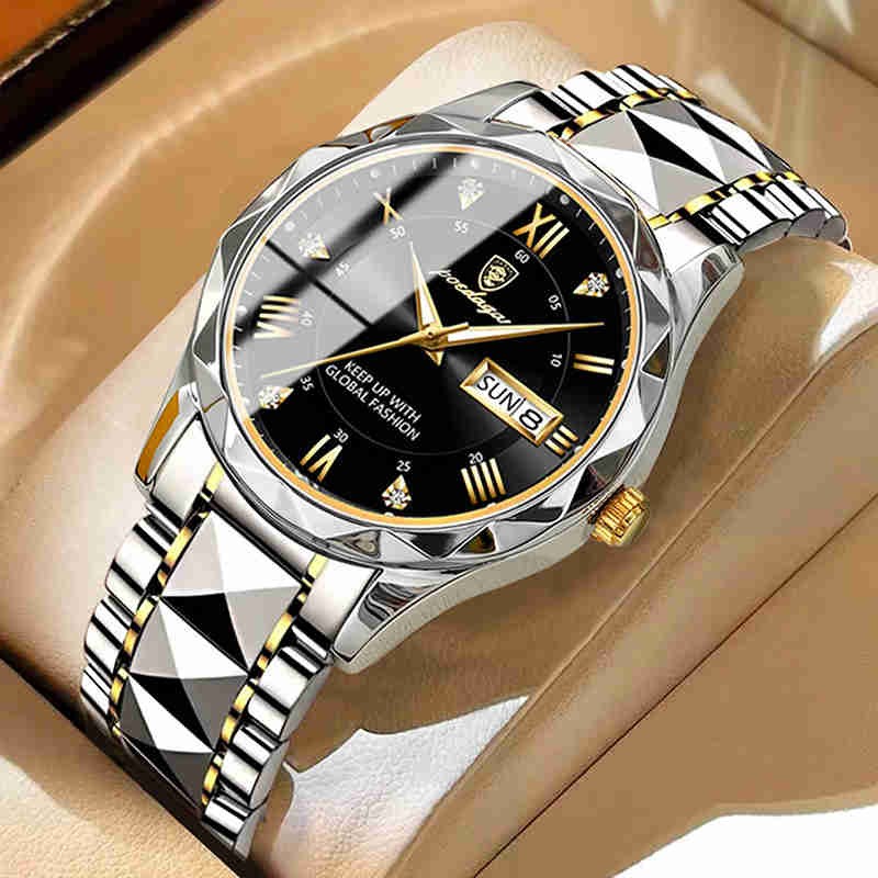 Waterproof Luminous Stainless Steel Two-tone Quartz Men's Watch